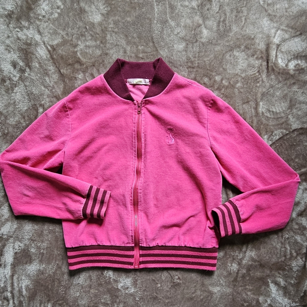 Fine hot pink jacket with kitty logo. Size S